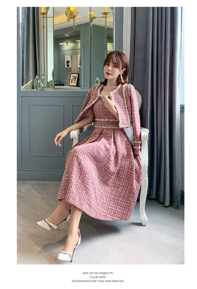 Traje de Vestir para Dama con Detalles de Seda y Tweed - Image 13