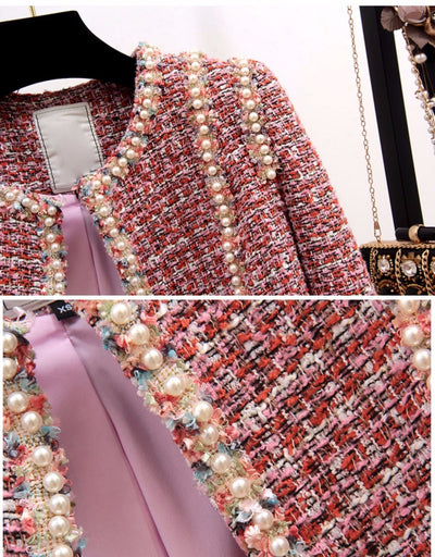 Traje de Vestir para Dama con Detalles de Seda y Tweed - Image 16