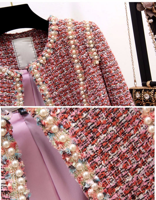 Traje de Vestir para Dama con Detalles de Seda y Tweed - Image 16