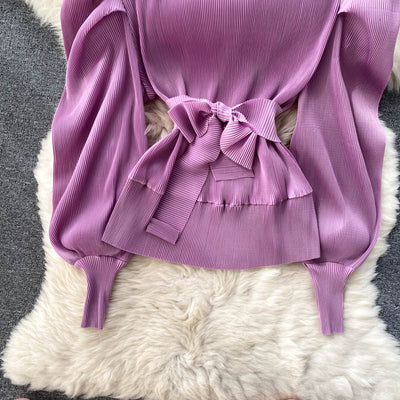 Conjunto Elegante: Blusa de Gasa con Mangas Abullonadas y Pantalón Ancho - Image 20