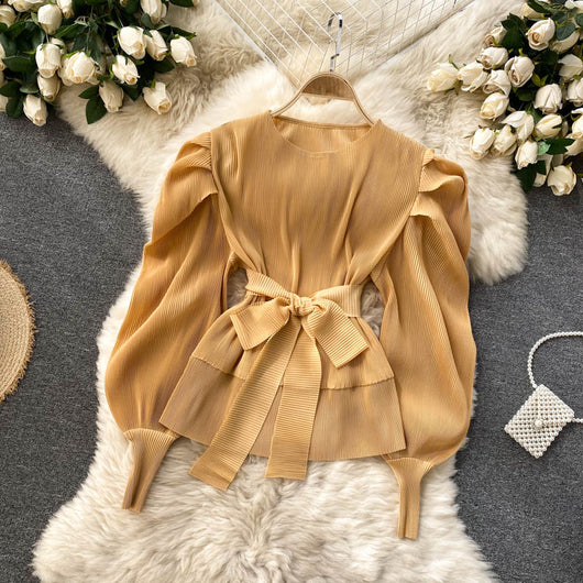 Conjunto Elegante: Blusa de Gasa con Mangas Abullonadas y Pantalón Ancho - Image 28