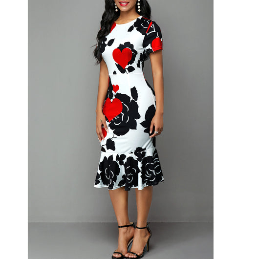 Vestido Corto Estampado con Volantes y Cuello Redondo Ajustado - Image 10