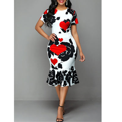 Vestido Corto Estampado con Volantes y Cuello Redondo Ajustado - Image 12