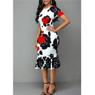 Vestido Corto Estampado con Volantes y Cuello Redondo Ajustado - Image 14