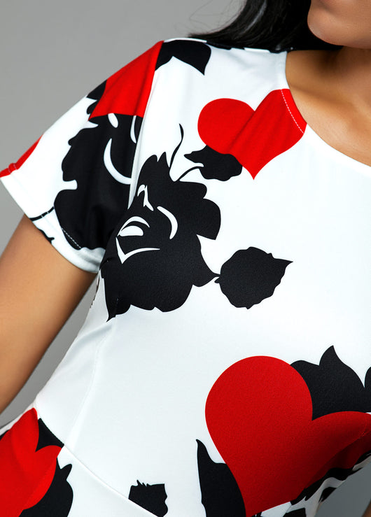 Vestido Corto Estampado con Volantes y Cuello Redondo Ajustado - Image 17