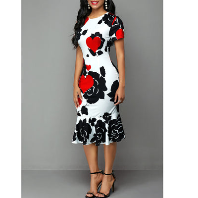 Vestido Corto Estampado con Volantes y Cuello Redondo Ajustado - Image 18