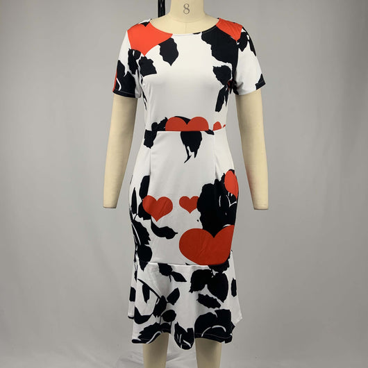Vestido Corto Estampado con Volantes y Cuello Redondo Ajustado - Image 19