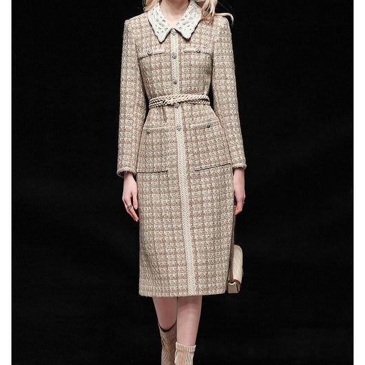 Vestido Interior Elegante de Tweed Francés con Encaje - Image 7