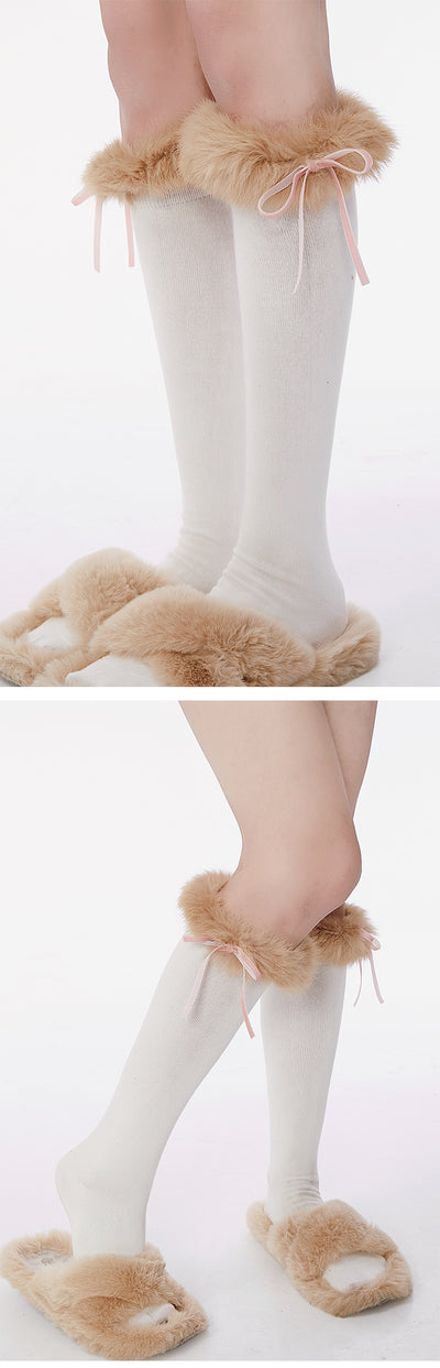 Calcetines Tubo Peluche con Pelaje Real de Conejo - Versátiles para Niñas - Image 7