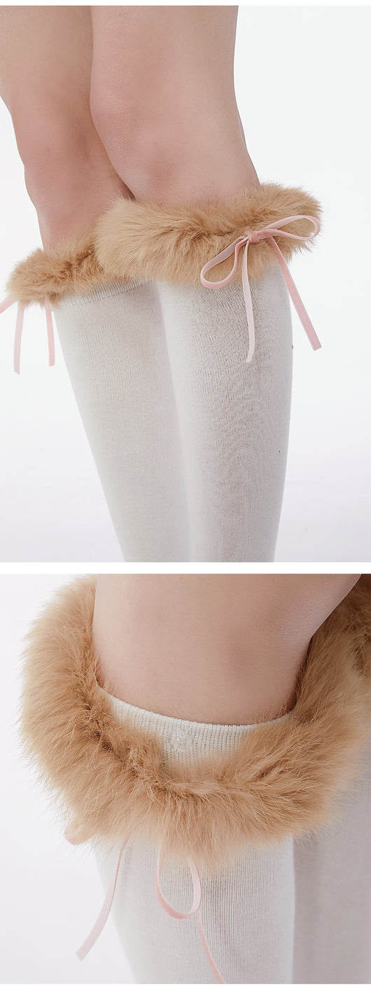 Calcetines Tubo Peluche con Pelaje Real de Conejo - Versátiles para Niñas - Image 8
