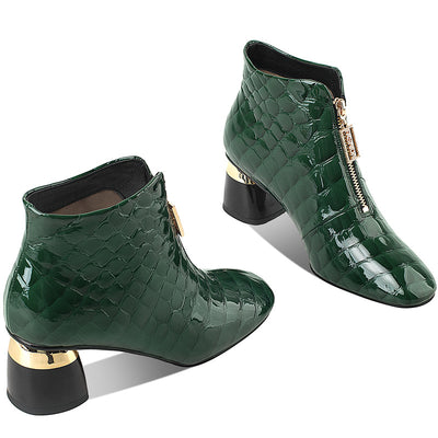 Botas Martin Cortas de Tacón Grueso Verde - Image 13