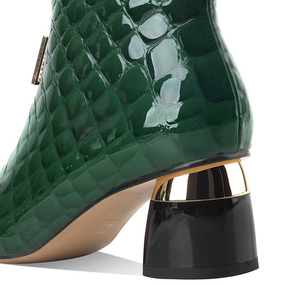 Botas Martin Cortas de Tacón Grueso Verde - Image 14