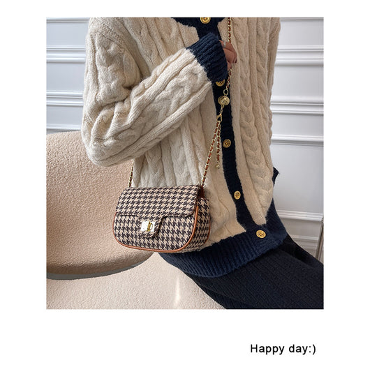 Bolso Mensajero Cuadros Lana Coreano Elegante - Image 6