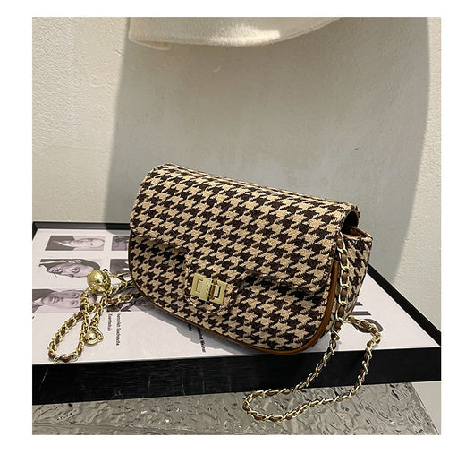 Bolso Mensajero Cuadros Lana Coreano Elegante - Image 7