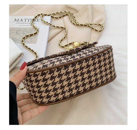 Bolso Mensajero Cuadros Lana Coreano Elegante - Image 8