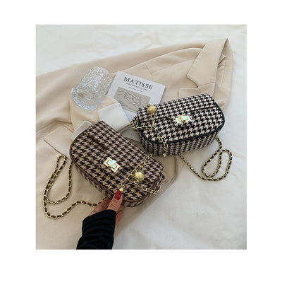 Bolso Mensajero Cuadros Lana Coreano Elegante - Image 9