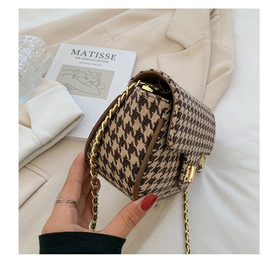 Bolso Mensajero Cuadros Lana Coreano Elegante - Image 10