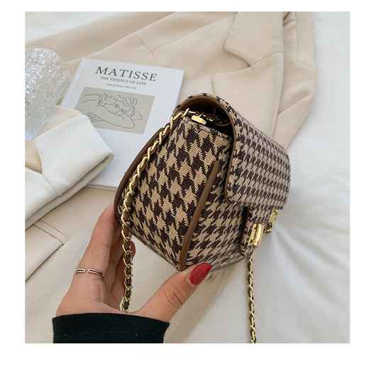 Bolso Mensajero Cuadros Lana Coreano Elegante - Image 10