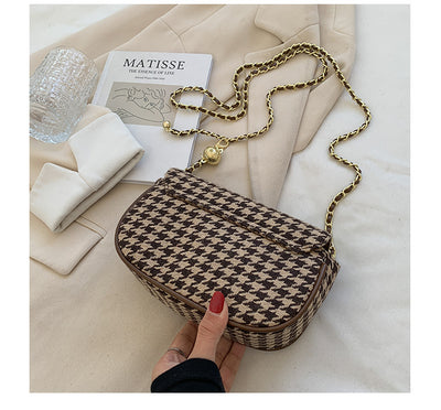 Bolso Mensajero Cuadros Lana Coreano Elegante - Image 11