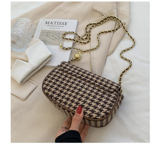 Bolso Mensajero Cuadros Lana Coreano Elegante - Image 11