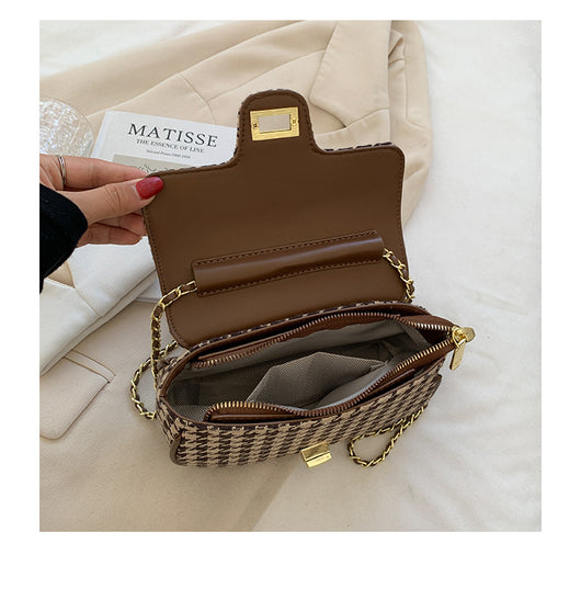 Bolso Mensajero Cuadros Lana Coreano Elegante - Image 12