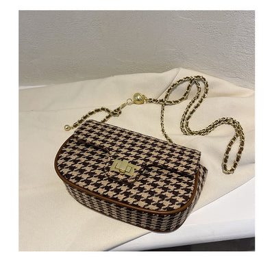 Bolso Mensajero Cuadros Lana Coreano Elegante - Image 13