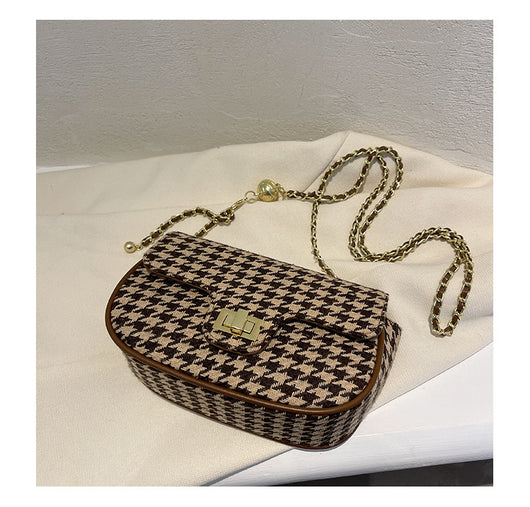 Bolso Mensajero Cuadros Lana Coreano Elegante - Image 13