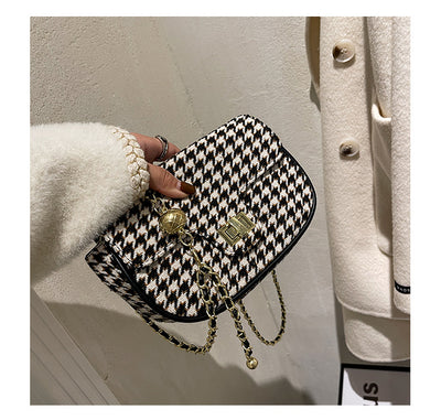 Bolso Mensajero Cuadros Lana Coreano Elegante - Image 14