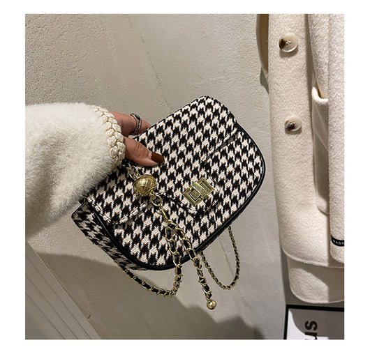 Bolso Mensajero Cuadros Lana Coreano Elegante - Image 14