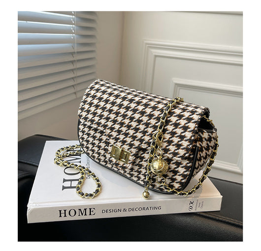 Bolso Mensajero Cuadros Lana Coreano Elegante - Image 15