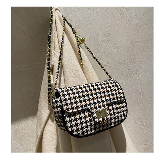 Bolso Mensajero Cuadros Lana Coreano Elegante - Image 16