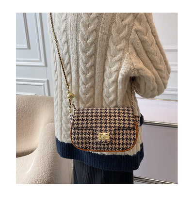 Bolso Mensajero Cuadros Lana Coreano Elegante - Image 17