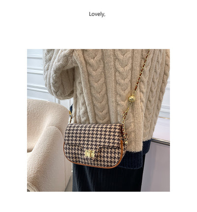 Bolso Mensajero Cuadros Lana Coreano Elegante - Image 18