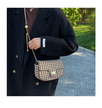 Bolso Mensajero Cuadros Lana Coreano Elegante - Image 20