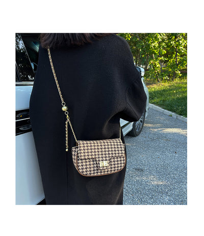 Bolso Mensajero Cuadros Lana Coreano Elegante - Image 21