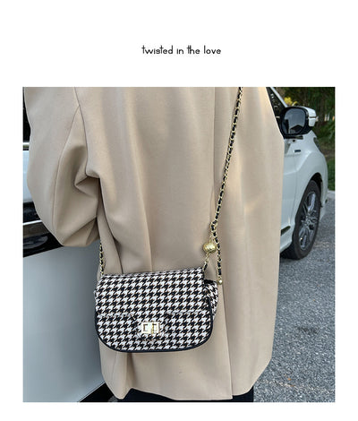 Bolso Mensajero Cuadros Lana Coreano Elegante - Image 22