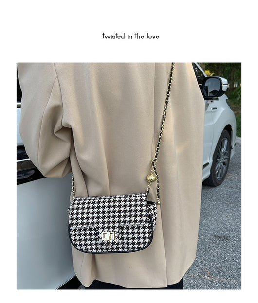 Bolso Mensajero Cuadros Lana Coreano Elegante - Image 22
