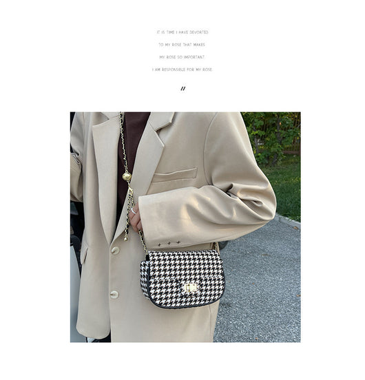 Bolso Mensajero Cuadros Lana Coreano Elegante - Image 23