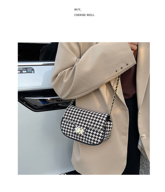 Bolso Mensajero Cuadros Lana Coreano Elegante - Image 24