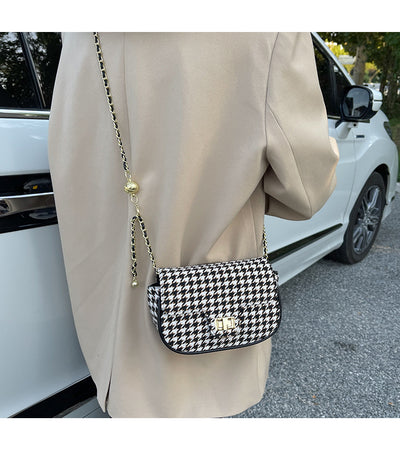 Bolso Mensajero Cuadros Lana Coreano Elegante - Image 25