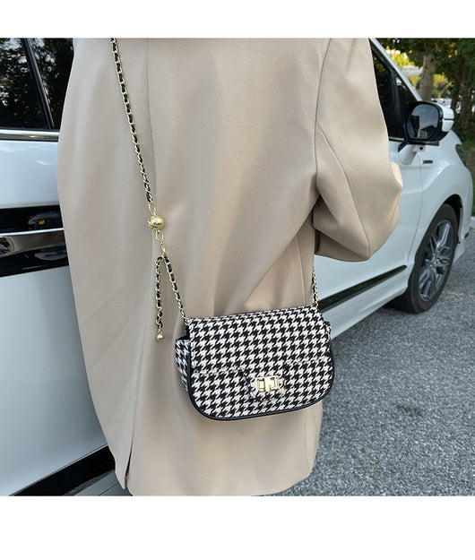 Bolso Mensajero Cuadros Lana Coreano Elegante - Image 25