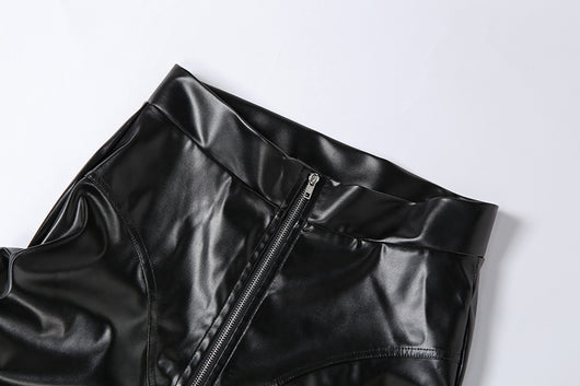 Pantalón de Cuero PU Cintura Alta con Bolsillo Lateral - Estilo Urbano Casual - Image 17