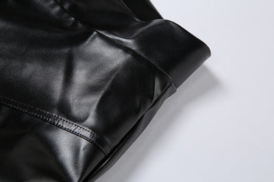 Pantalón de Cuero PU Cintura Alta con Bolsillo Lateral - Estilo Urbano Casual - Image 18