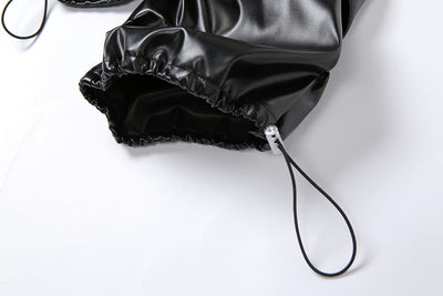 Pantalón de Cuero PU Cintura Alta con Bolsillo Lateral - Estilo Urbano Casual - Image 21