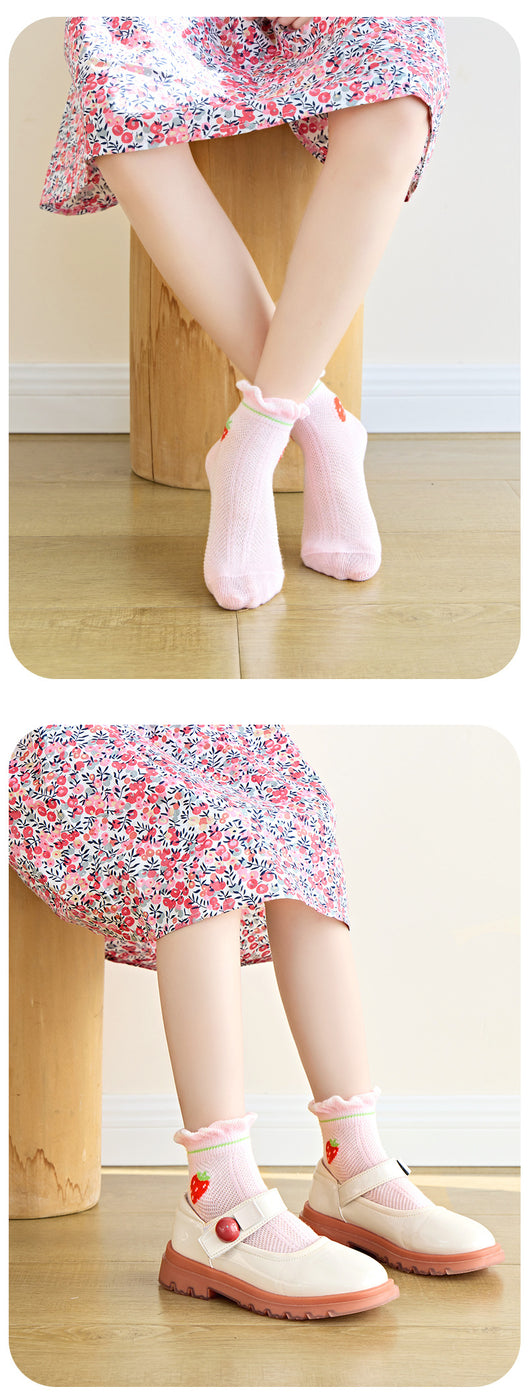 Calcetines Infantiles de Encaje Transpirables con Malla de Seda y Algodón - Image 14