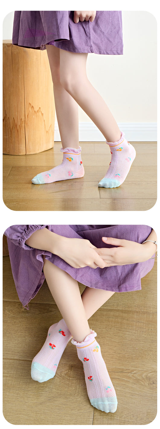 Calcetines Infantiles de Encaje Transpirables con Malla de Seda y Algodón - Image 15