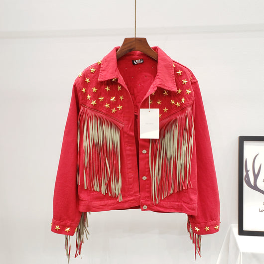 Abrigo para Mujer con Remaches de Estrella Europea y Borla Decorativa - Image 7