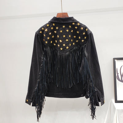 Abrigo para Mujer con Remaches de Estrella Europea y Borla Decorativa - Image 8