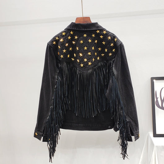 Abrigo para Mujer con Remaches de Estrella Europea y Borla Decorativa - Image 8