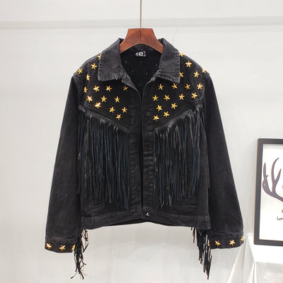 Abrigo para Mujer con Remaches de Estrella Europea y Borla Decorativa - Image 9
